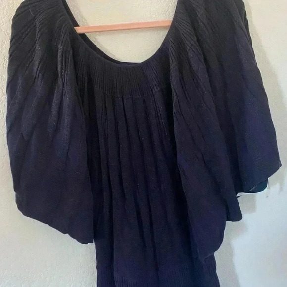 French Connection Draped Batwing Stardust Glitter Wool Blend Sweater Size M - Picture 3 of 10